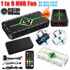 1 To 9 3 In 1 4 Pin PWM Magnetic Suction Hub with Remote PWM Magnetic Fan Hub Splitter PWM ARGB Fan Hub for Computer PC Case Fan