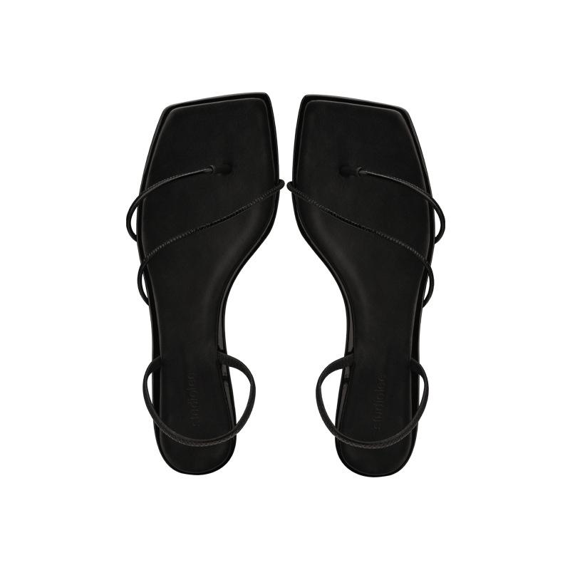 

Сандалии из овчины на тонких ремешках с квадратным носком, женские, дизайнерские, на высоком каблуке, с перемычкой между пальцами, темпераментные, туфли-лодочки и крутые шлепанцы 40