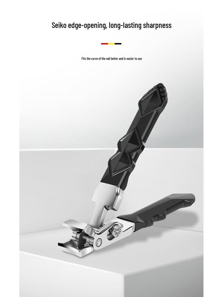 Stainless Steel Long Handle Curved Toenail Clipper with Large Grip