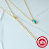 Simple And Stylish S925 Sterling Silver Gemstone Turquoise Exquisite Necklace Collarbone Chain Retro Necklace