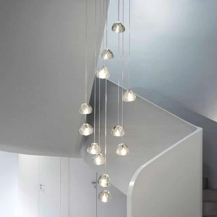 Modern American Cherry Crystal LED Chandelier for Staircase or Restaurant