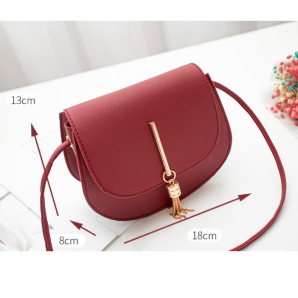 Fashion Tassel Crossbody Bags for Women Solid Color Leather Shoulder Bag Ladies Messenger Bag