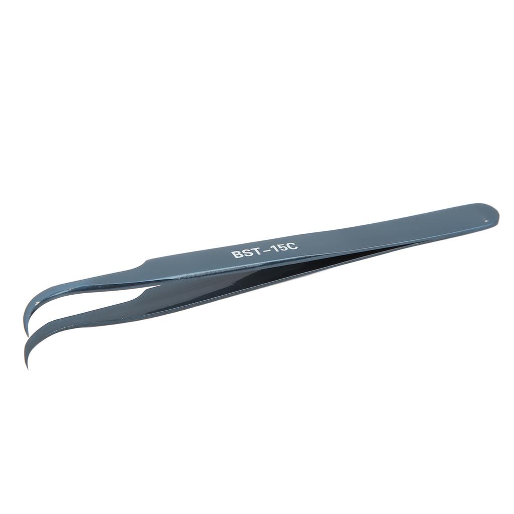 Tweezers Curved Bent Tip Stainless Steel Finishing Polish High Hardness Antimagnetic Acid Proof
