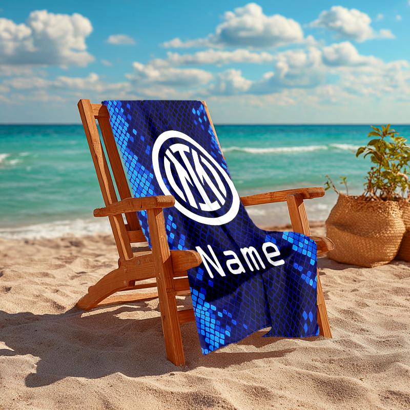 Personalized Customized Proof Beach Towel with Inter Milan Pattern - Soft, Absorbent,quick-drying,perfect Swimming,camping&bathing