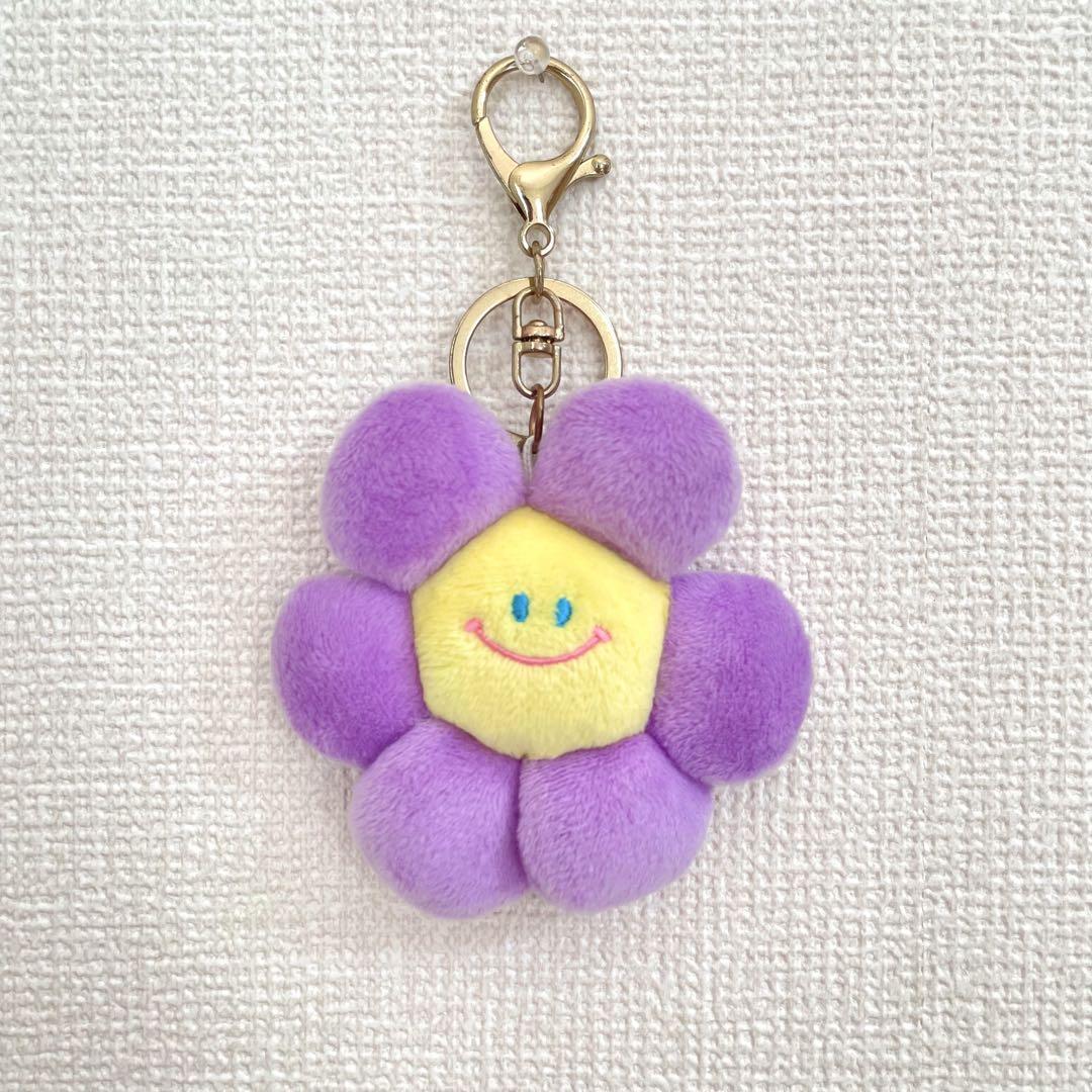 

[USED] Korean Goods Purple Flower Plush Keychain