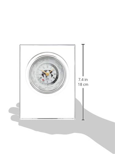 NARUMI Glassworks Monolith Clear Clock, 18cm Tall, World Clock GW1000-11064