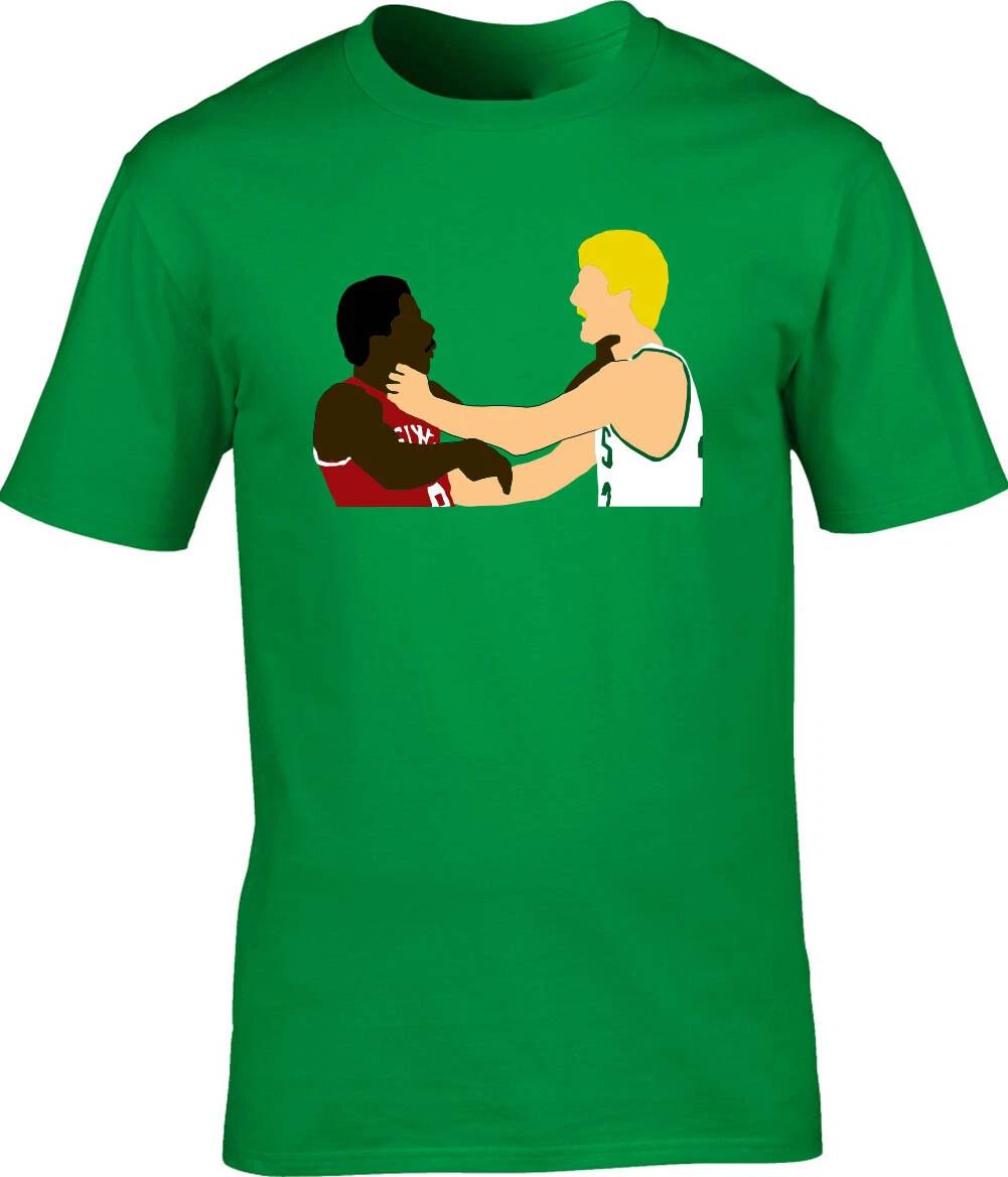 Larry Bird Dr J Julius Erving Boston Celtics 76ers Long Short Sleeve T-Shirt L