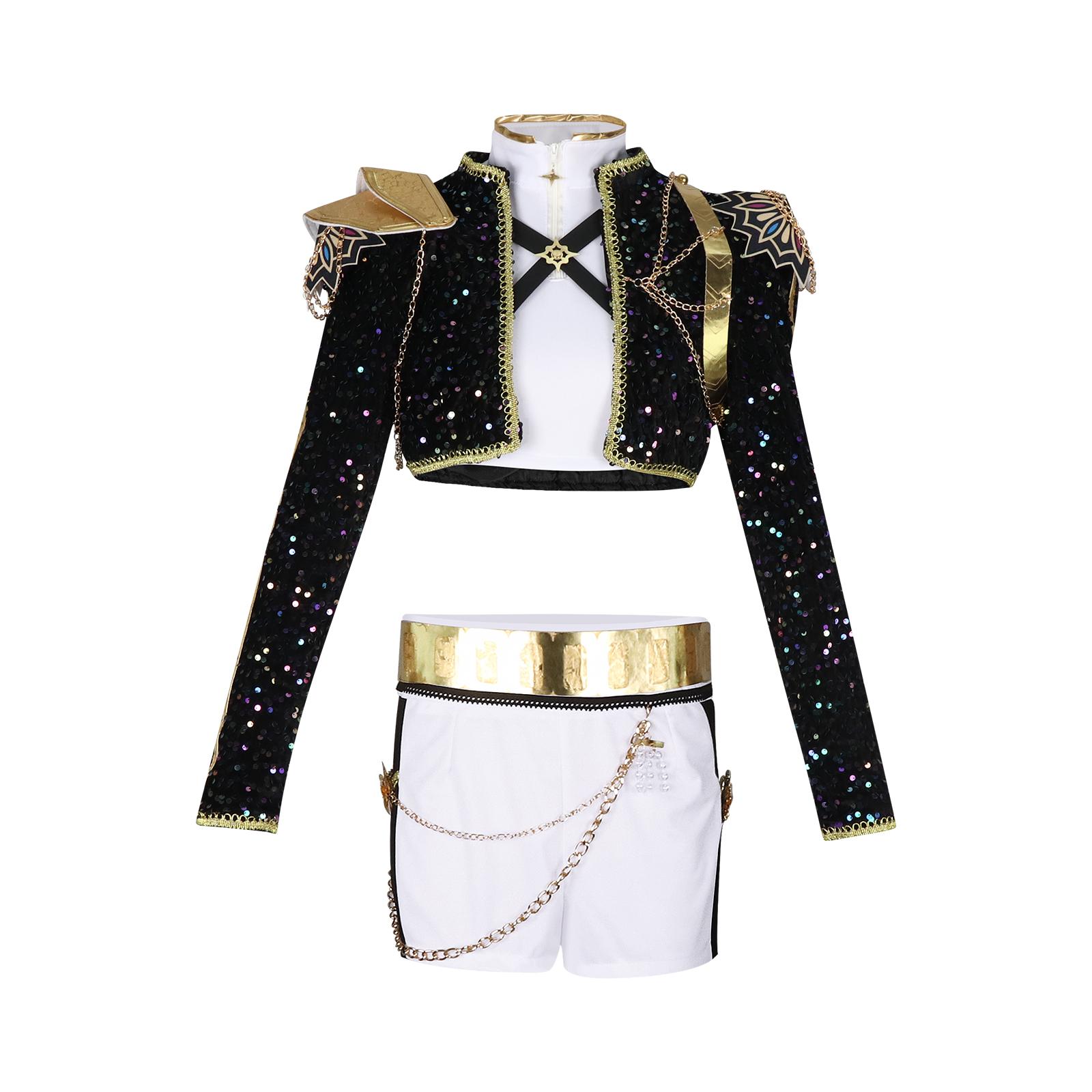 Black Golden Cosplay Costume Wig Women Kids Girls Halloween Role Play Costume S