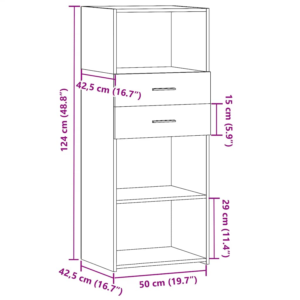 Highboard Smoked Oak 50 x 42.5 x 124 cm Wood Based Material