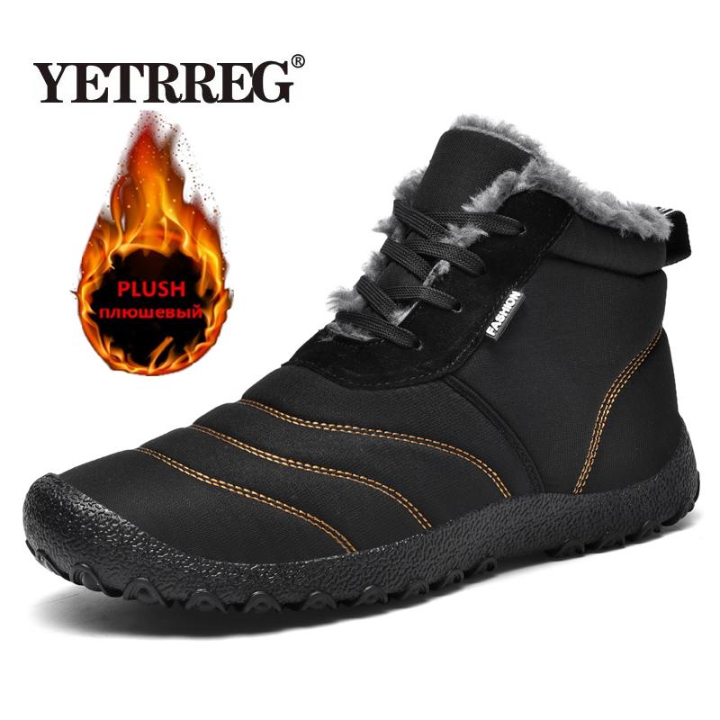 

New Warm Plush Snow Boots Men Lace Up Casual High Top Men s Boots Waterproof Winter Boots Anti-Slip Ankle Boots Army Work Boots 37