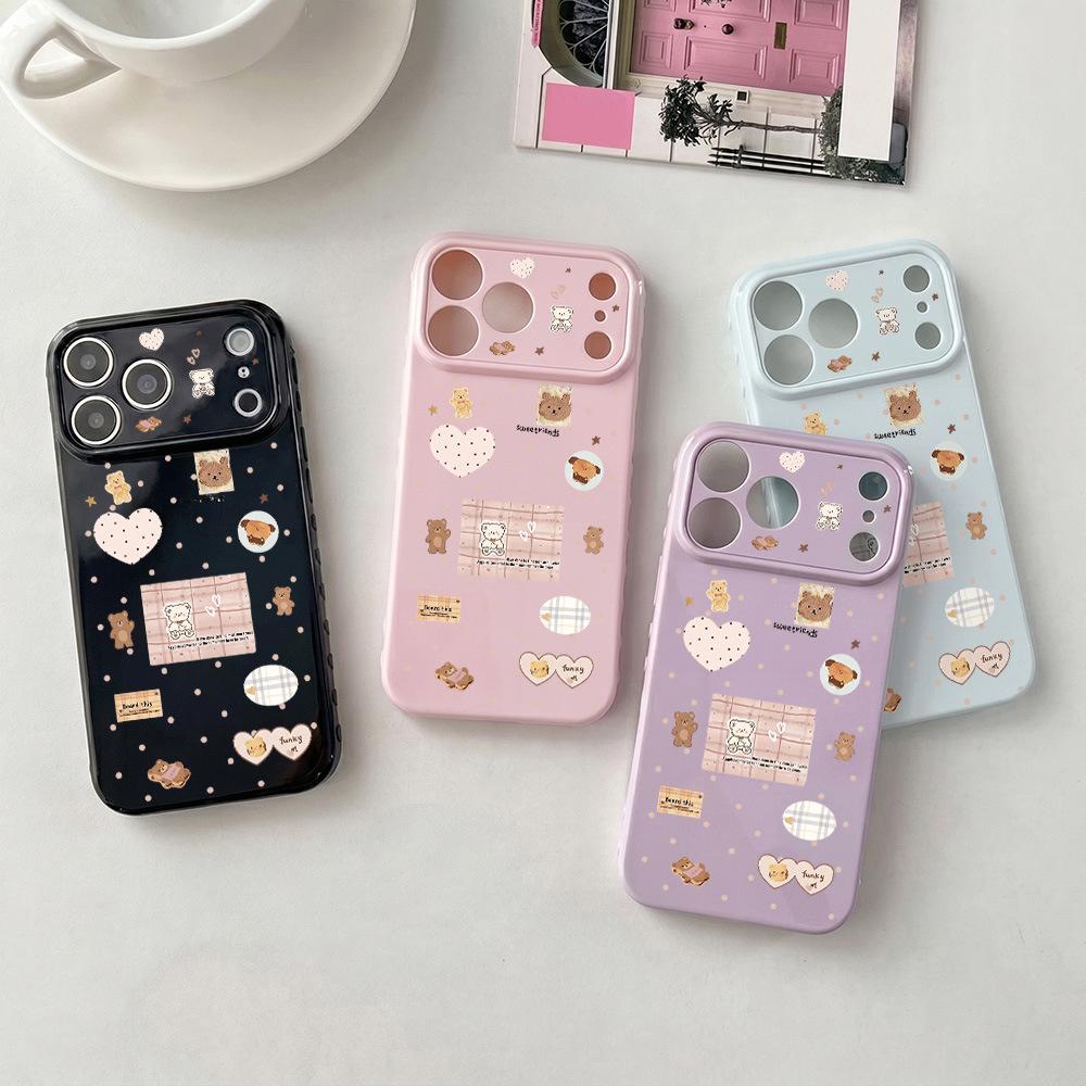 Bear Illustration Love Applies To iPhone17/16/15 iPhone Case 14 Side Love 13 Anti-drop 12