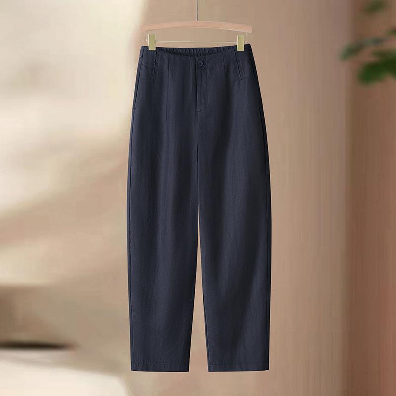 Fashionable nine-point all-match linen harem pants for women, summer 1116, thin high-waisted loose nine-tenth straight carrot pants
