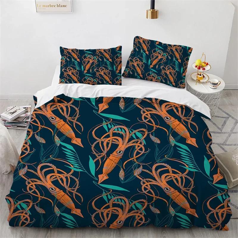 Sea Animal Turtle Duvet Cover Queen Microfiber Dolphin Octopus Conch Starfish Quilt Cover Ocean Theme Bedding Set For Boys Girls