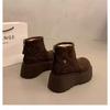 Damen Plateau-Schneestiefel Knöchelhohe Stiefel mit Fleecefutter Reißverschluss Kurze Stiefel