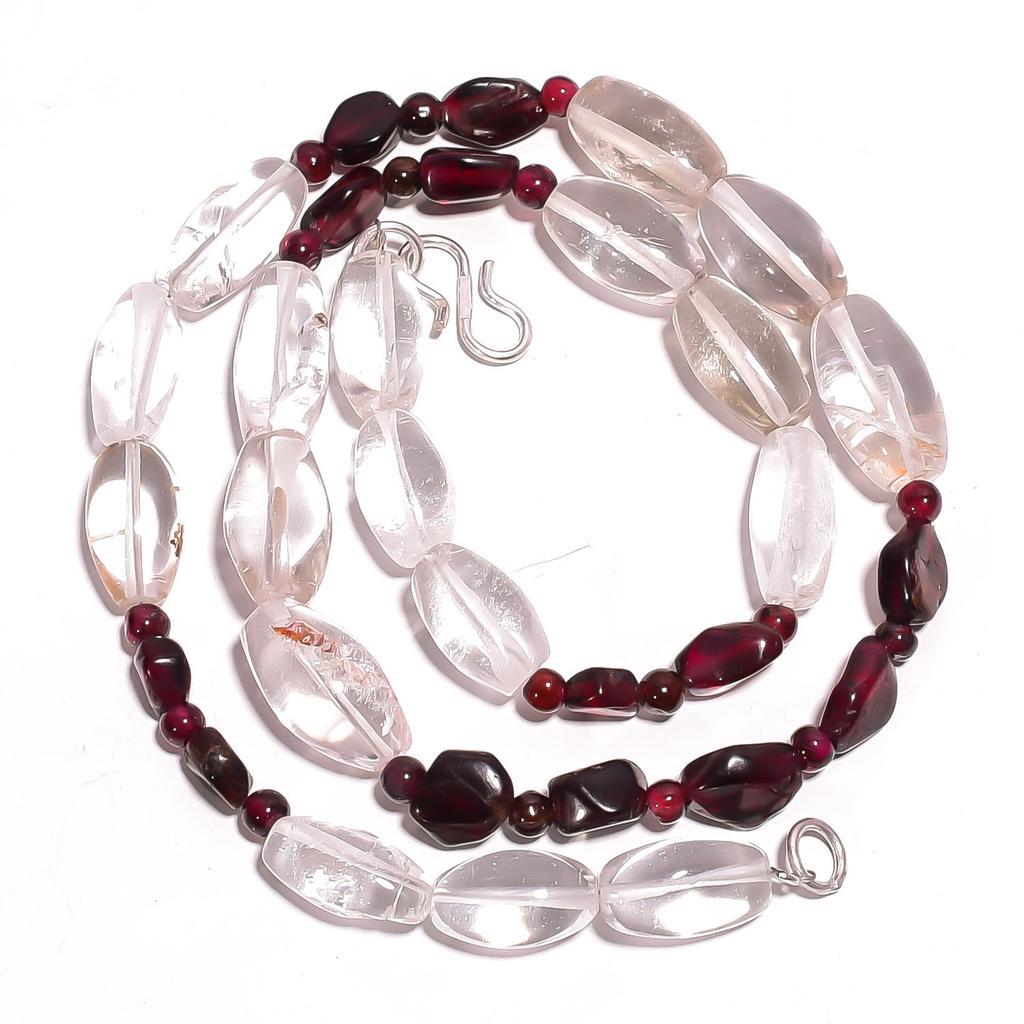 Natural Crystal Mozambique Garnet Gemstone Smooth Beads Necklace 17" UB-3206 UB-3206