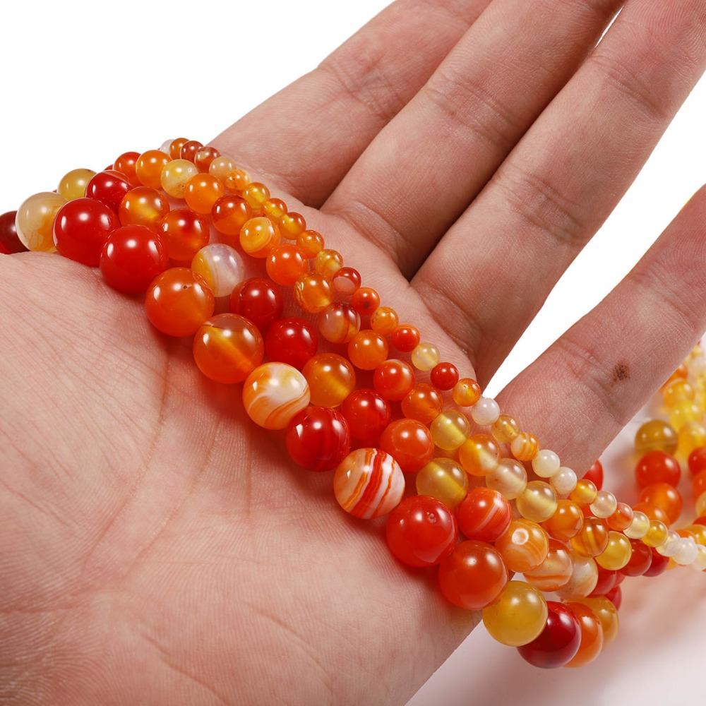 4/6/8/10/12mm Natural Orange Banded Agat Natural Stone Round Beads For Jewelry Making DIY Bracelet Necklace Earring 1strand/lot