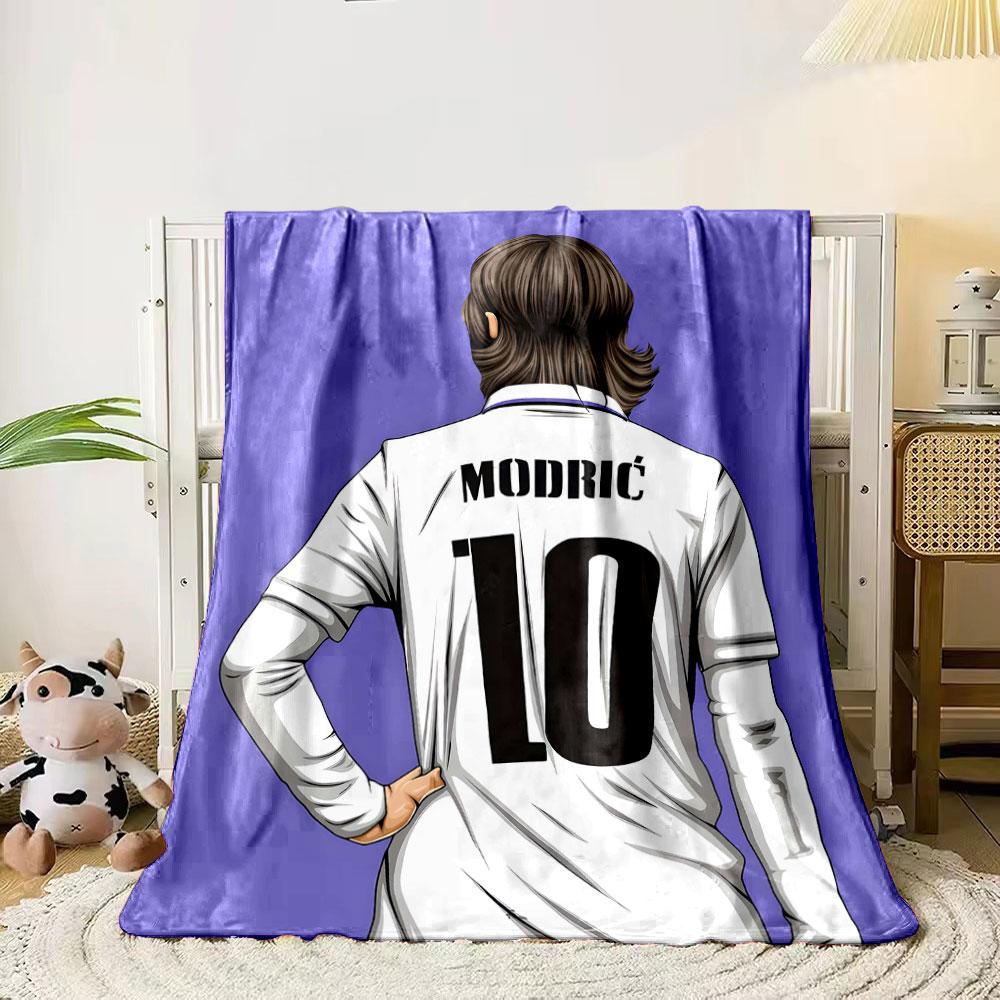

Soccer player in white jersey with the number 10 on the back. for all seasons blanket lunch break throw gift 80cm x 120cm