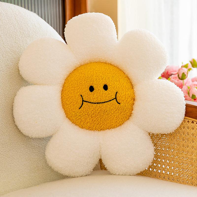 Cuscino Emoji Girasole - Cuscino Lombare Cartoon per Divano, Finestra a Baia, Schienale Ufficio, Stile Ins