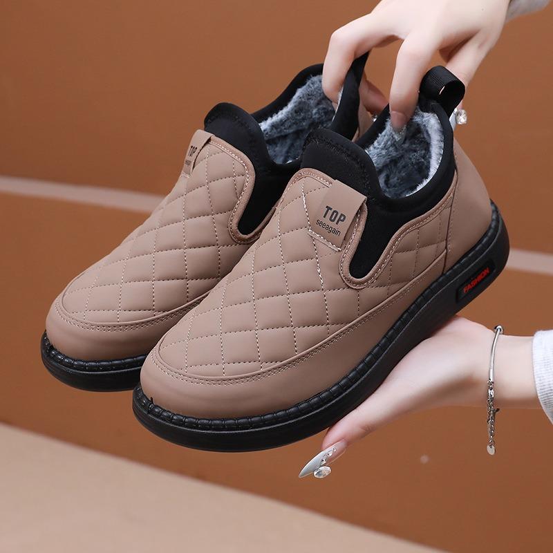 2025 New Cotton Shoes Women's Snow Boots Winter Fleece Thickened and Warm One-foot Non-slip Waterproof Cotton Boots Mom Shoes