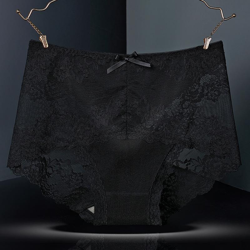 Antibacterial Seamless Mid-Waist Lace Panties L