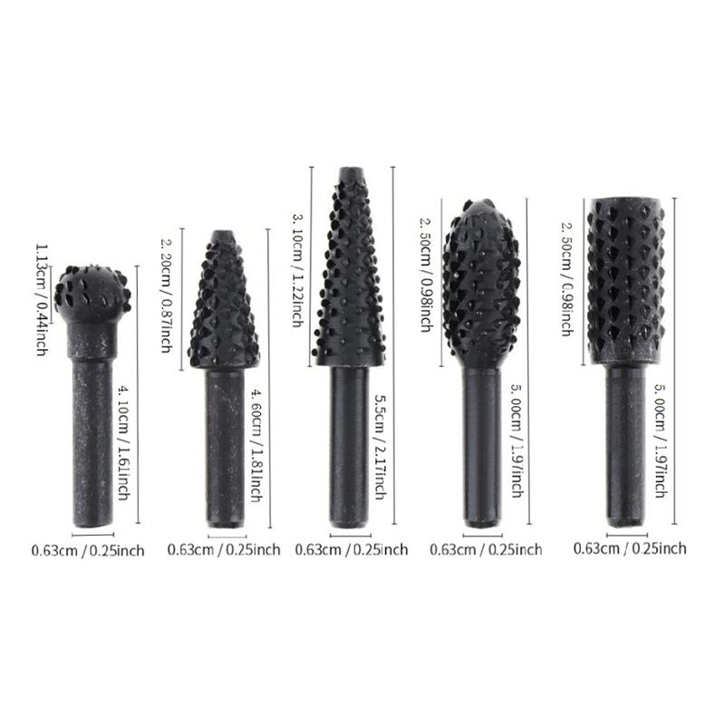 5 יחידות/סט פצירות גילוף עץ מקדחות קבצים רוטריים כלי שיוף חיתוך חריטה הסרת שבבים עיצוב חריצים לעיבוד עץ