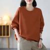 Spring Autumn Round Neck Women's Clothing Solid Color Pullover Lantern Long Sleeve Loose Hoodies Elegant Fashion Pockets Tops