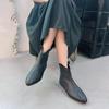 Johnature Retro Women Short Boots Genuine Leather Solid Color Shoes Handmade Round Toe Back Zipper Ankle Boots