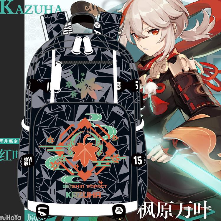 Genshin Impact Kazuha Anime School Backpack Large Capacity for Teens Students Unisex Travel Bag