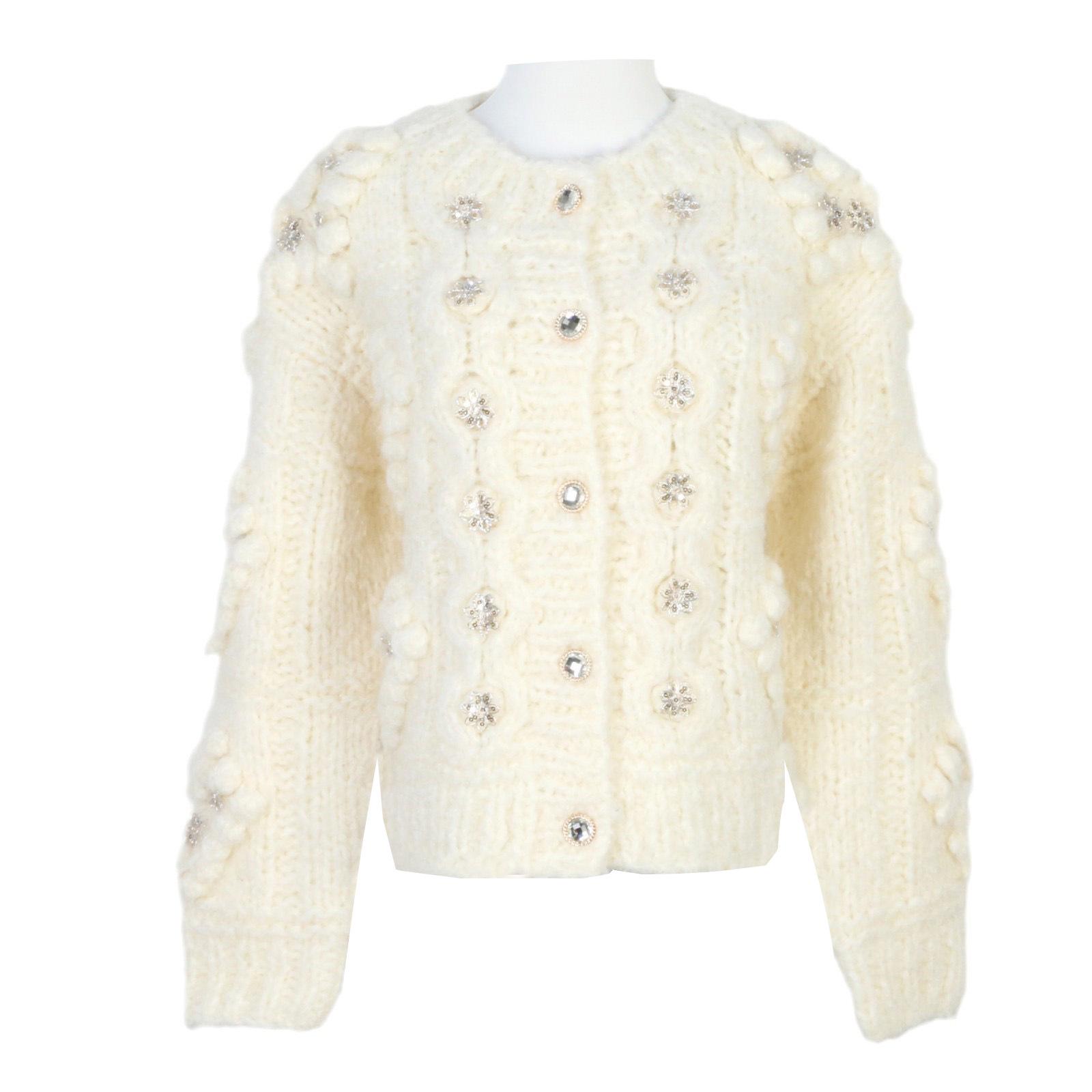 

Women s Autumn/Winter Sequin Wool Cardigan - Round Neck, Loose Fit, Casual Style. L