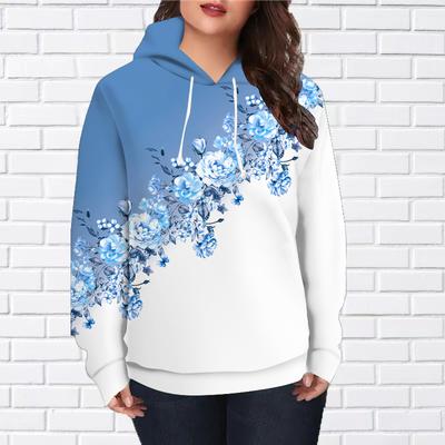 Autumn New 3D Printed Digital Oblique Flower Printing Hoodie Women Baseball Uniform