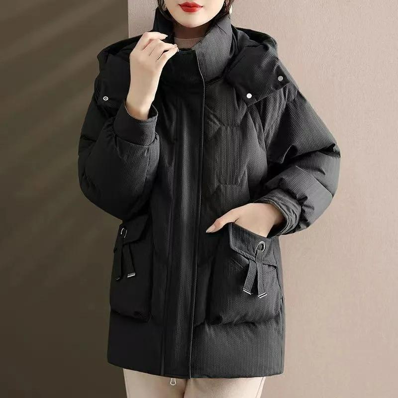 Mother's Winter Coat Thickened Warm Cotton Coat Mid-length Loose Large Size