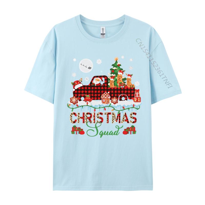 Cotton Unisex Christmas Squad Santa Three Golden Retro Tshirt Top Tshirts Oversized Casual Grahpic Tee Shirt
