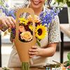 Flower Arrangement Bags with Top Handle, 12 Brown Paper Bouquet Wrap Bag for Carrying Flower, Packaging Party Favors, and Birthday, Wedding