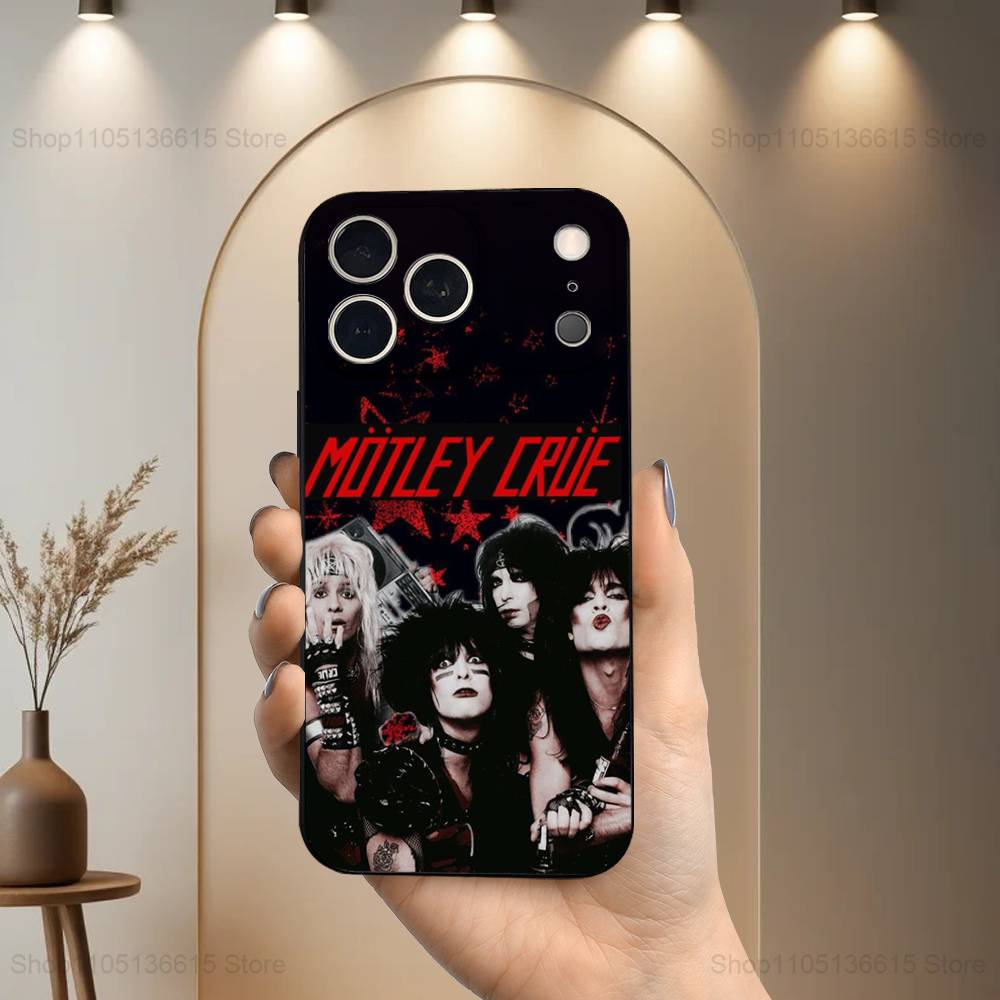 Band M-MOTLEY C-Crue Rock For iPhone 13,17,11,12,16,14,15,Plus,Pro Max,XS,X,XR,SE,Mini,8,7,Soft Silicone Black Phone Case