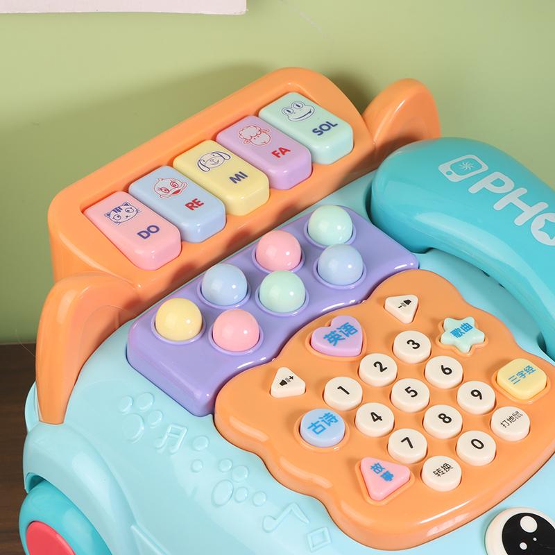 1 Set Creative Fun Simulation Landline Baby Puzzle Music Story Pull Line Phone Car Toy Children Early Learning Phone Car Toys