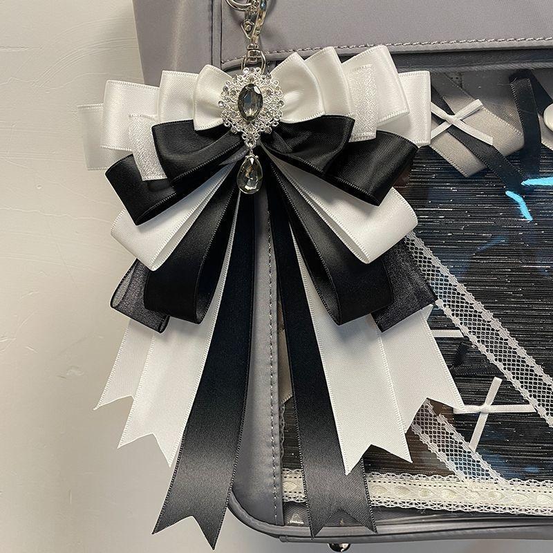 Anime DIY Itabag Double Layer Bow Ribbon Pendant Lolita Handbag Soft Durable Bag for School Travel Cosplay