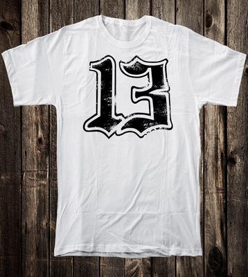 Men's T Shirt 13 Black Cotton Tattoo Design Hot Rod Motorcycle Biker White