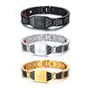 Rockyu Men's Titanium Magnetic Bracelet with Black Plate, Engraved Freemasonry Germanium Bracelet, Metallic Look (White)