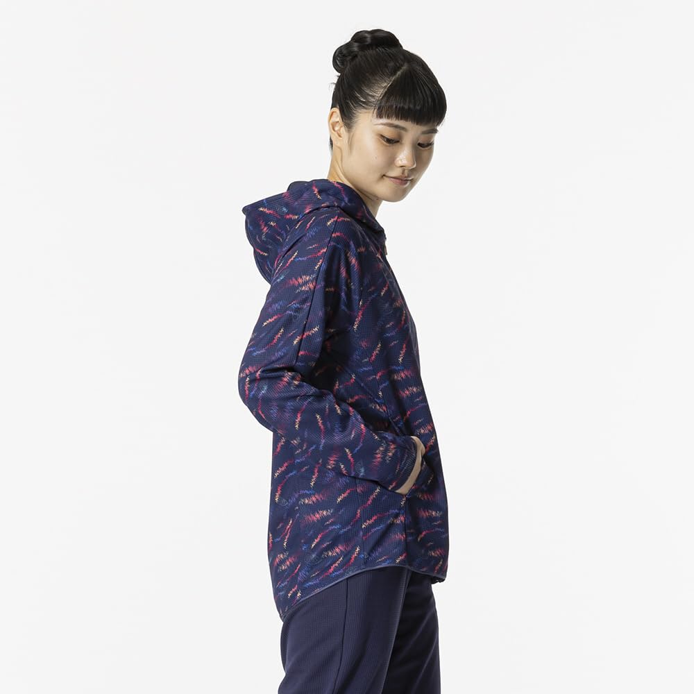 Mizuno Dry Aeroflow Highly Medieval Blue Women's Hoodie, Breathable, Sweat-Wicking, Quick-Drying Jersey, 32MCB310,
