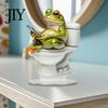 Cute Desktop Accessory Frog On Toilet Acrylic Decor, 2D Funny Bathroom Shelf Figure, Durable Figurine Assembled Statue for Desk Living Room