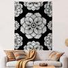 Black and White Floral Pattern Tapestry Patterned Tapestry Home Decor, Suitable for Bedroom and Living Room, Gift