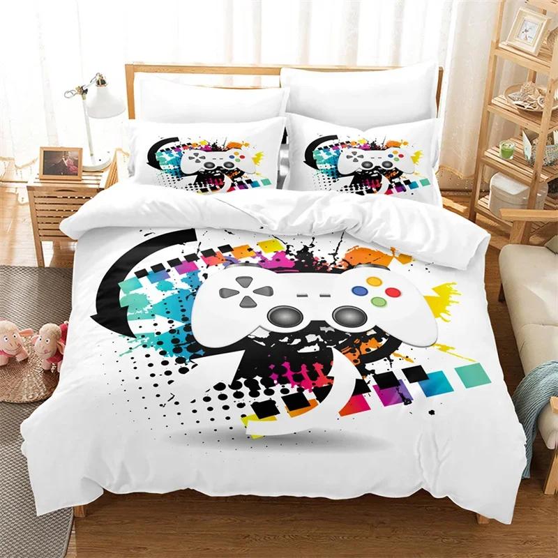 Gamepad Duvet Cover Gamer Bedding Set Twin Full For Teens Boys Playroom Decor Microfiber Video Games Controller Comforter Cover