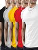 Unisex European Round Neck Short Sleeve T-shirt - Solid Color, Regular Fit