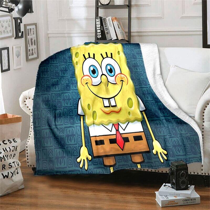 CartoonS-Spongebob Morbido Peluche Divano Letto Coperta da Lancio Cartoon Coperte da Picnic Moderna Coperta in Flanella Coperta Stampata Regalo