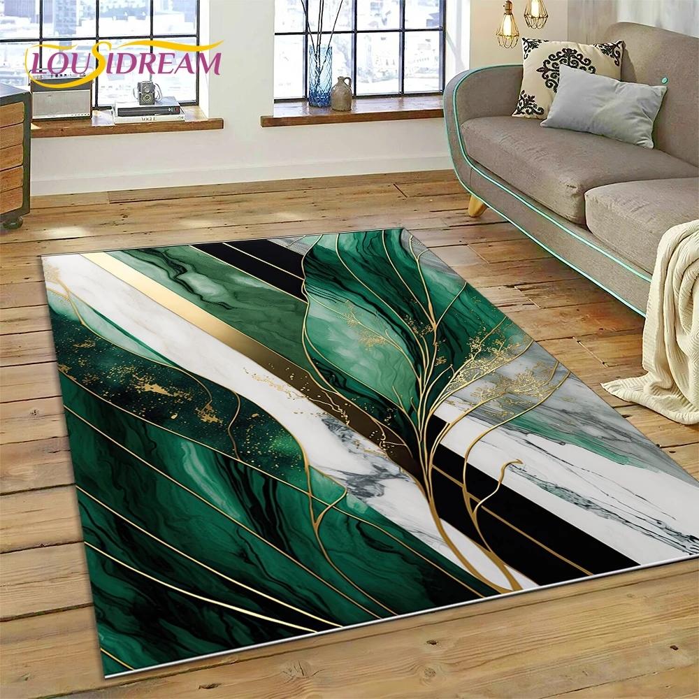 Luxurious Green Gold Colour Marble Dream Carpet Rug for Bedroom Living Room Sofa Decoration,Children Game Large Decor Floor Mat