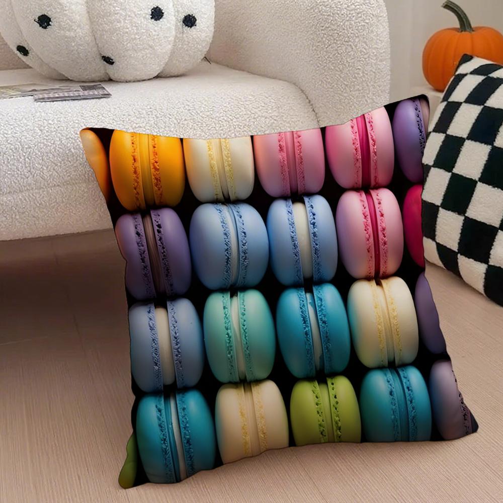 MMacaron Colors Cushion Cover Throw Pillow Cover Hidden Button Durable Polyester Chair Cushion
