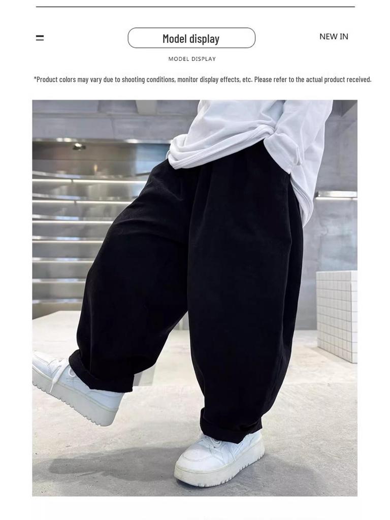 Boys' Casual Wide-Leg Pants - Autumn 2025: Trendy Loose Fit for Kids