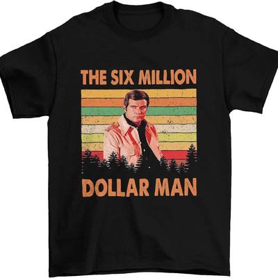 Camiseta Vintage do Homem de Seis Milhões de Dólares Anos 70, Camiseta de Filme Clássico, Camiseta Engraçada Preta