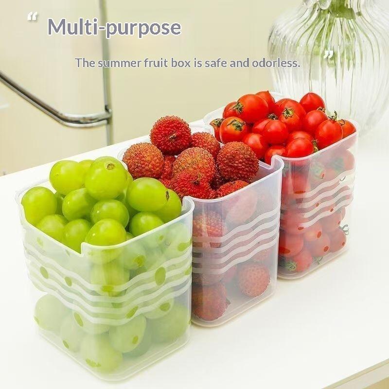 4Pcs Clear Fridge Storage Containers Stackable Reusable Food Sorting Boxes BPA Free for Kitchen Organization