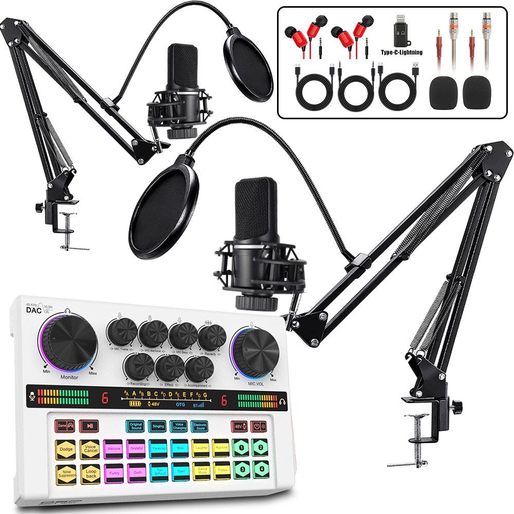 Y200 48V Zvuková karta & Rameno s mikrofonem pro živé vysílání & Podcasting